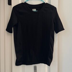 Athleta Black Ribbed Tee